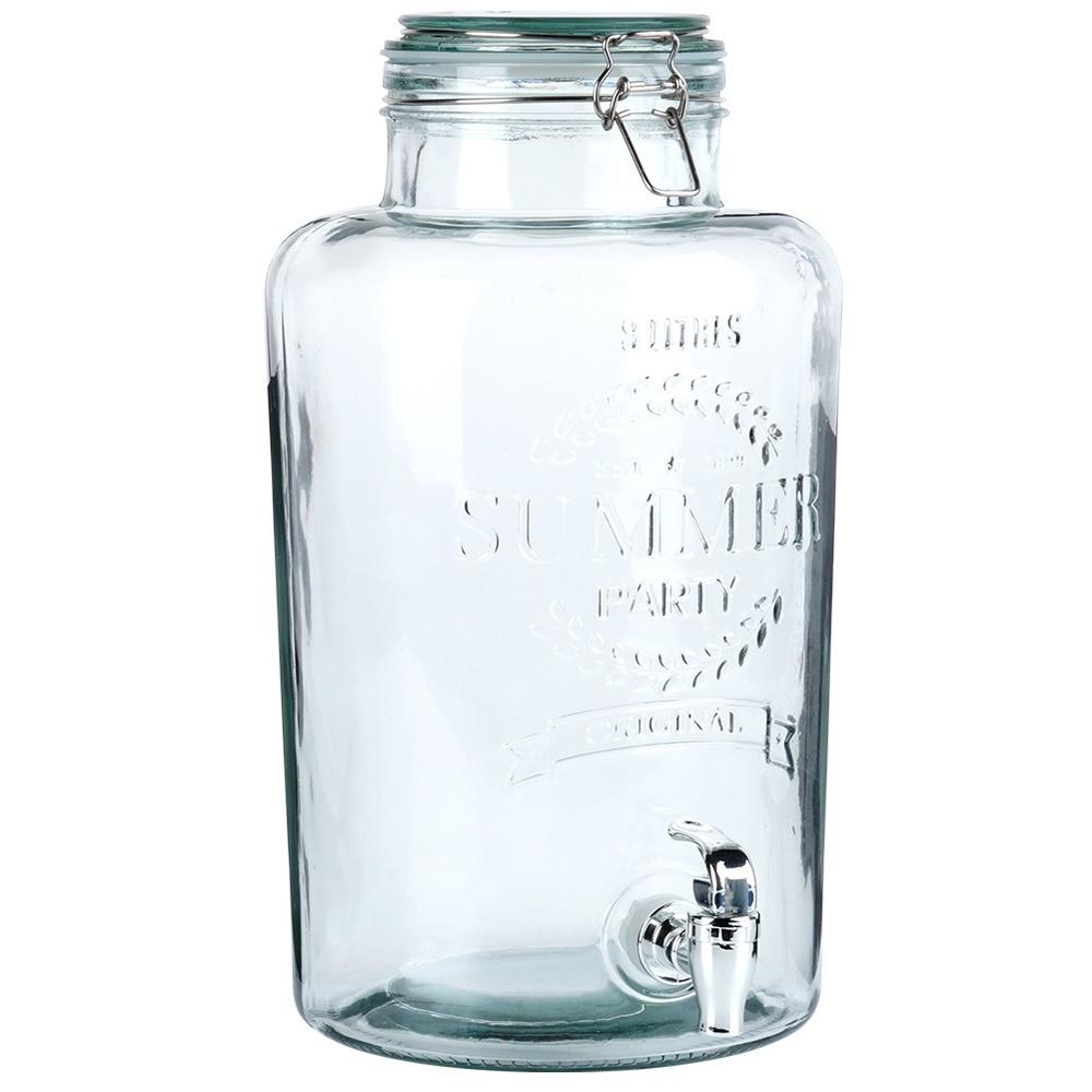 Glass Beverage Dispenser Jar with Tap 8L