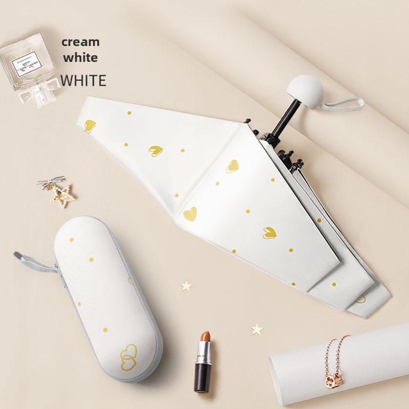 

Компактный женский зонт с золотым тиснением: Защита от ультрафиолета, портативный складной, для солнца и дождя With Box