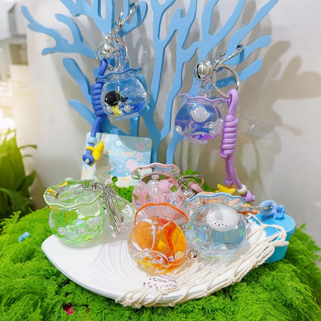 Seahorse Sea Turtle Devil Fishes Fish Tank Keychain Three Pendant Dimensional