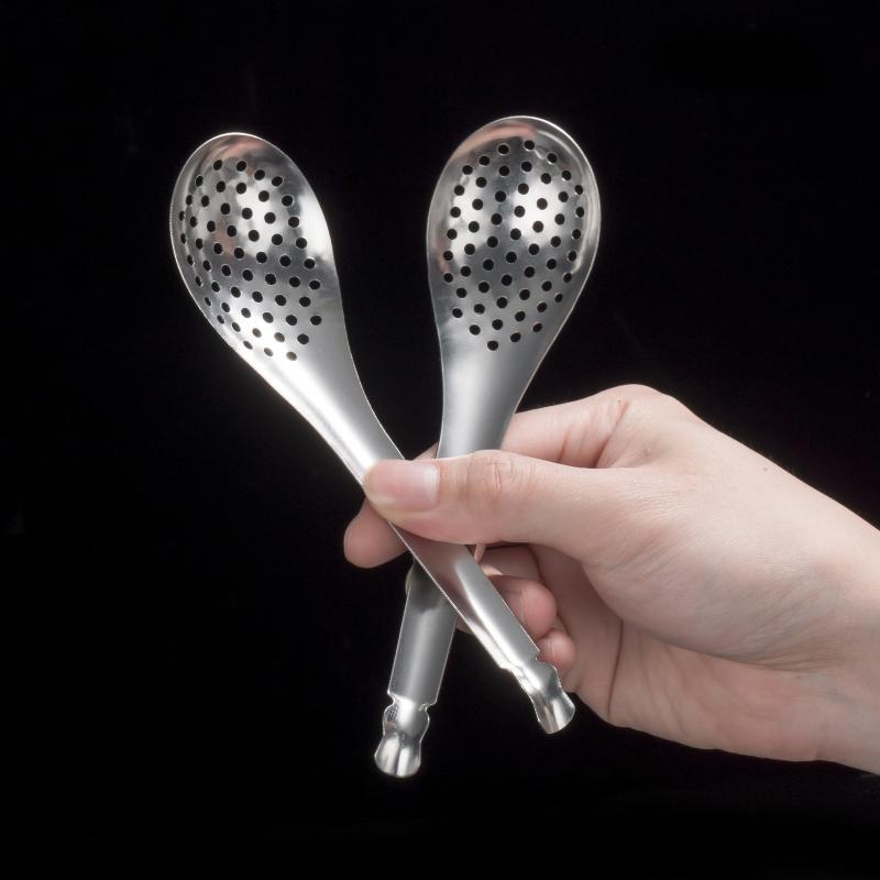410 Stainless Steel Strainer Spoon Kitchen Spoon With Holes Cuisine Caviar Builder Roe Sauce Kitchen Cooking Gadgets