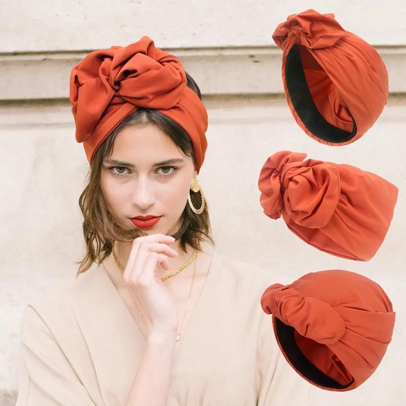 French Vintage Turban Hat Fashion Female Bandana Headband Women'S Hair Cover Cap Ladies Head Wraps Muslim Headscarf Bonnet