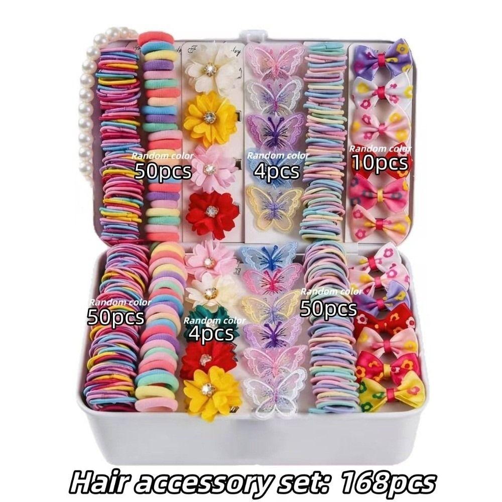 Colorful Hair Accessories Set No Hurt Hair Hair Clips Bow Hair Ties  Princess Gift Set