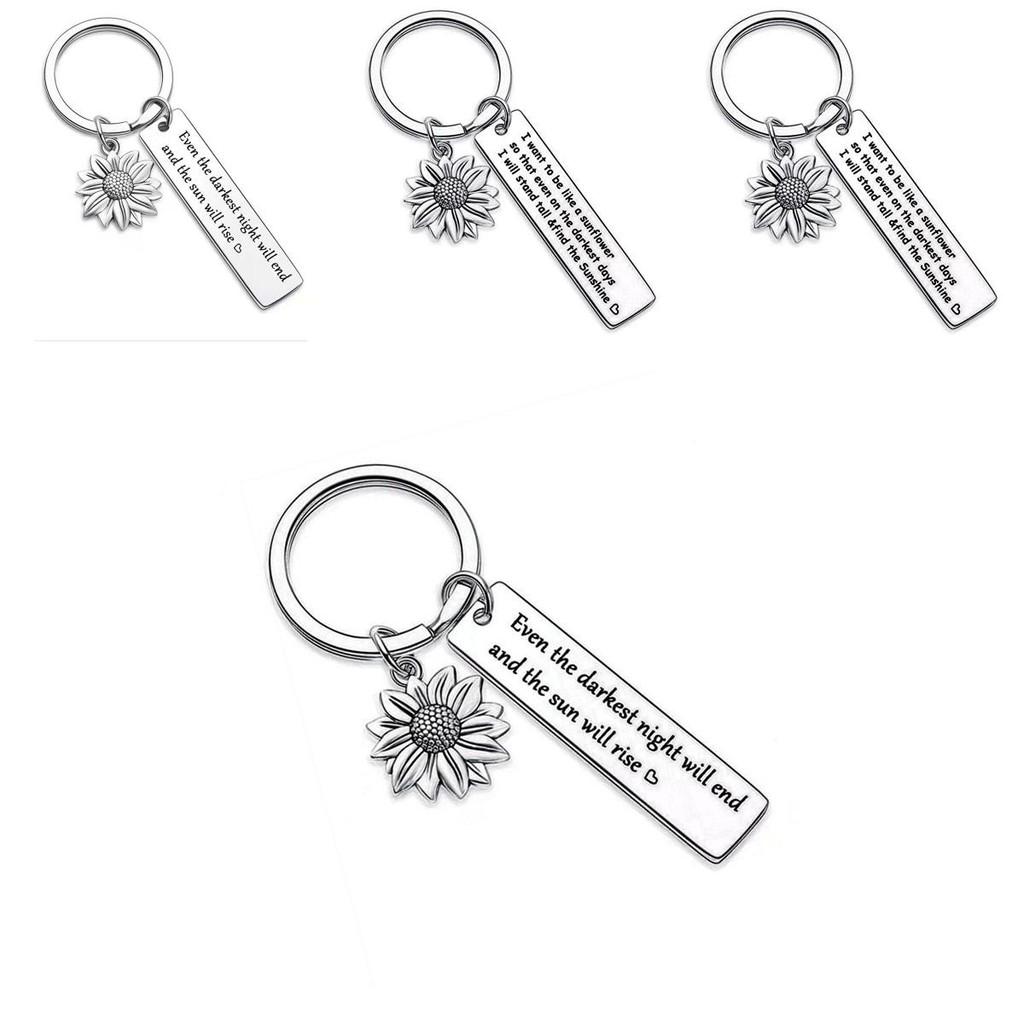 Stainless Steel Charming Keychain With Sunflower Theme Ideal For Special Gifts For Loved Ones