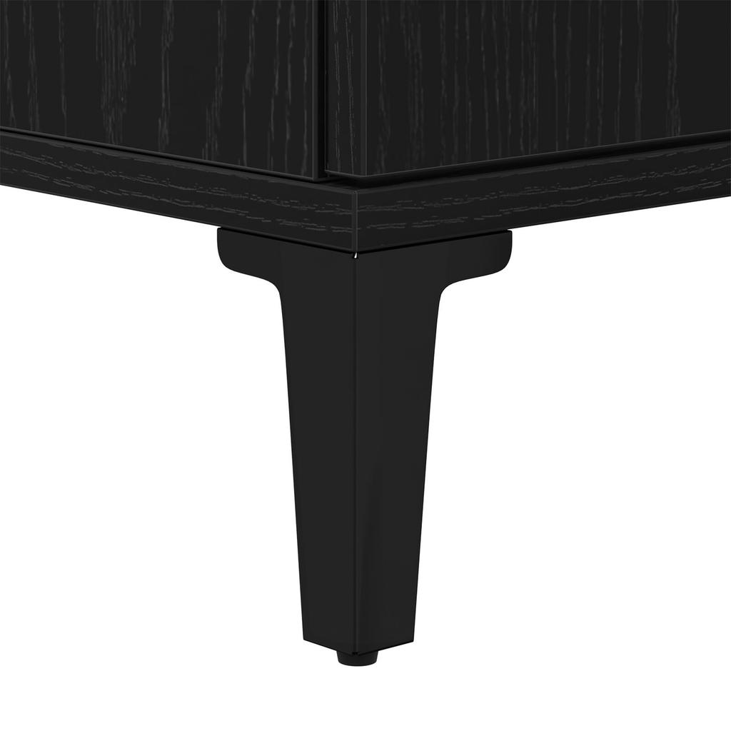 Black Oak Bathroom Sink Cabinet, Triangular Black Legs, Large Storage Space, 58x33x60 Cm Made of Particle Board.