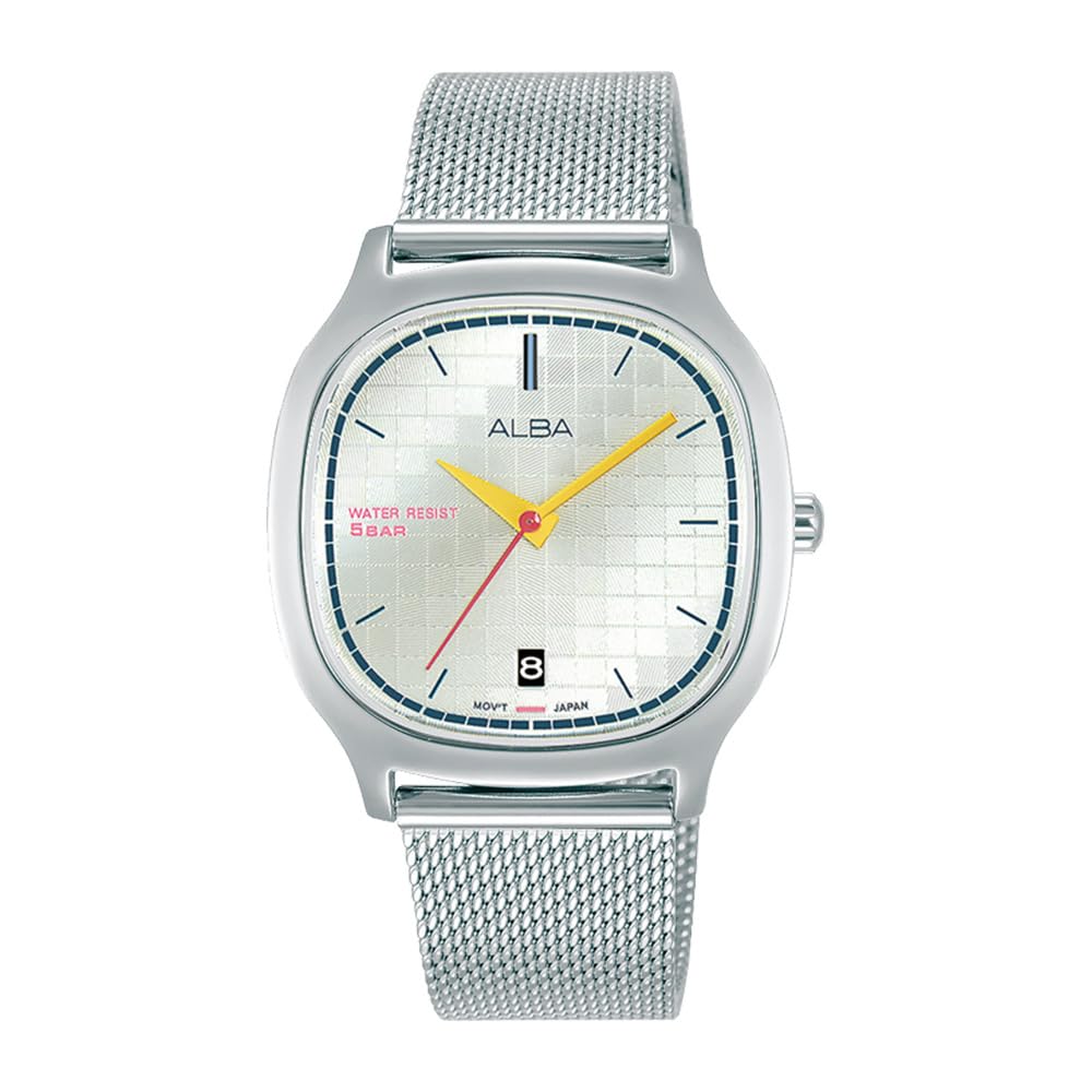 

SEIKO ALBA AG8K99X1 Серебряные кварцевые унисекс для мальчиков из нержавеющей стали аналоговые часы с датой и календарем квадратные прямоугольные мужские женские [Товар]