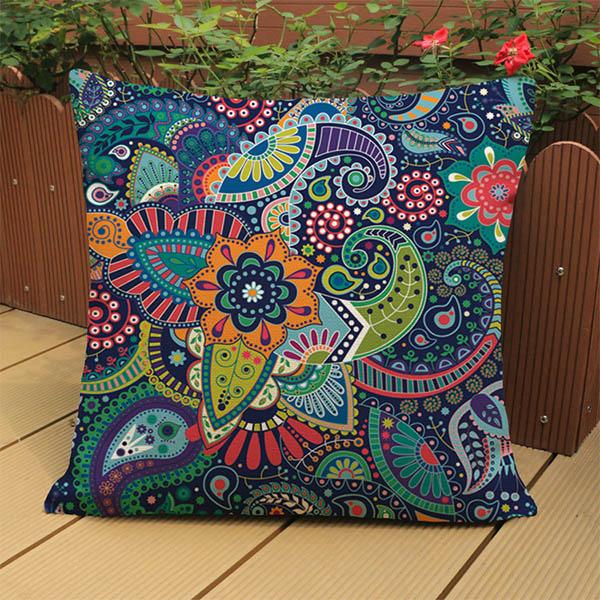 Purple Mandala Flower Pattern Cushion Cover Indian Thailand Buddism Home Decorative Throw Pillow Cover Cotton Linen Pillow Case