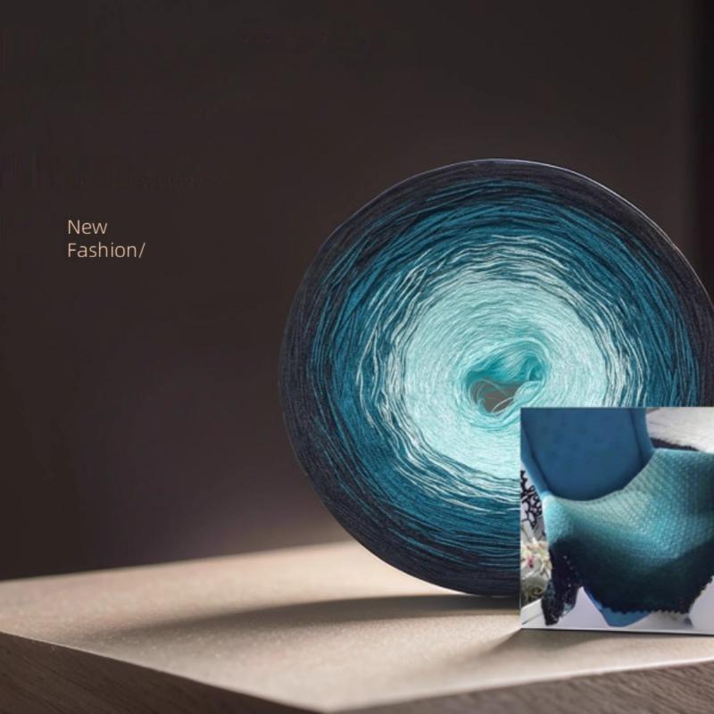 300g Mercerized Cotton Yarn Gradient Color Long Section Dyed Hand Wound Mixed Strand Cake Thread DIY Hand Knitted Shawl Scarf