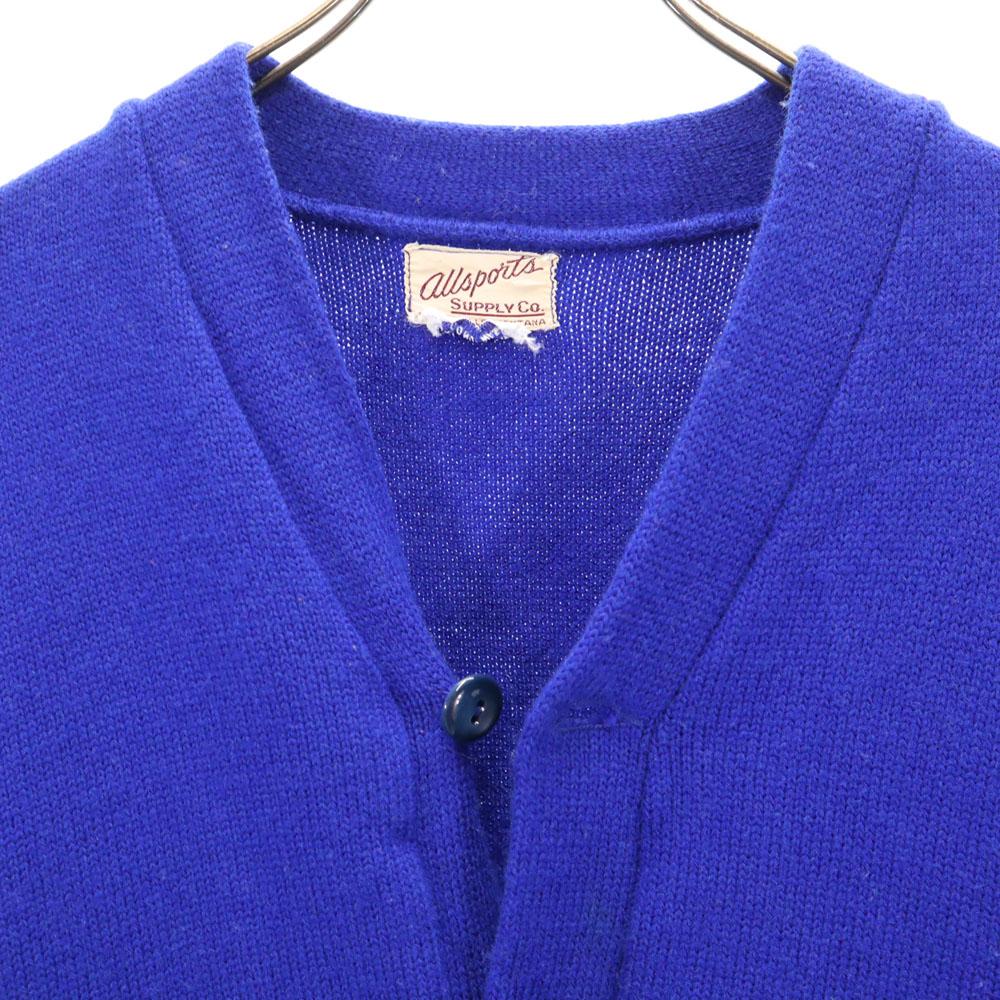 ALL SPORTS 70s Vintage Lettered Long sleeve V neck knit cardigan Men's Used