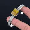 Natural Multi Fluorite Gemstone Bangle Yellow Adjustable 925 Sterling Silver