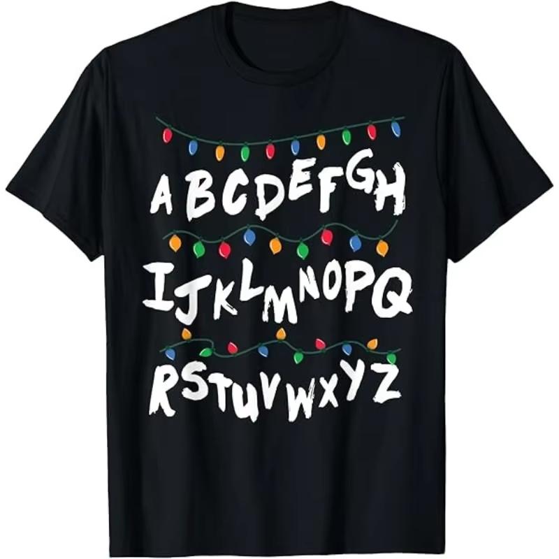 

TV Drama Peripheral Stranger Christmas Light 100%cotton Men s Shirt Short Sleeve Oversized Women s Short Sleeved Cheap Tshirt... S разноцветный