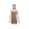 Nike Sportswear Chillknit Comfortable Fashion Casual Solid Color Versatile Tank Dress Women dresses Mink-Brown FN4158-214