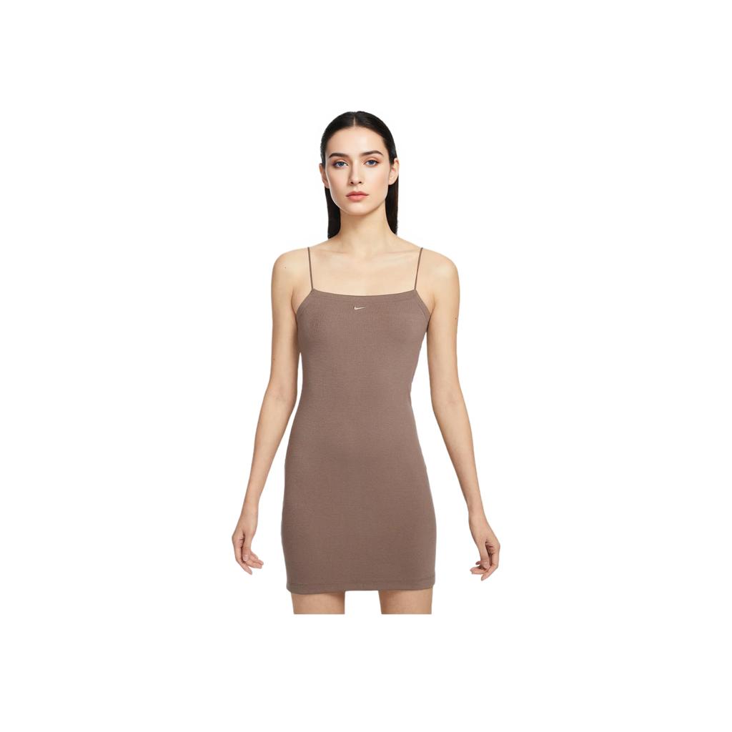 Nike Sportswear Chillknit Comfortable Fashion Casual Solid Color Versatile Tank Dress Women dresses Mink-Brown FN4158-214