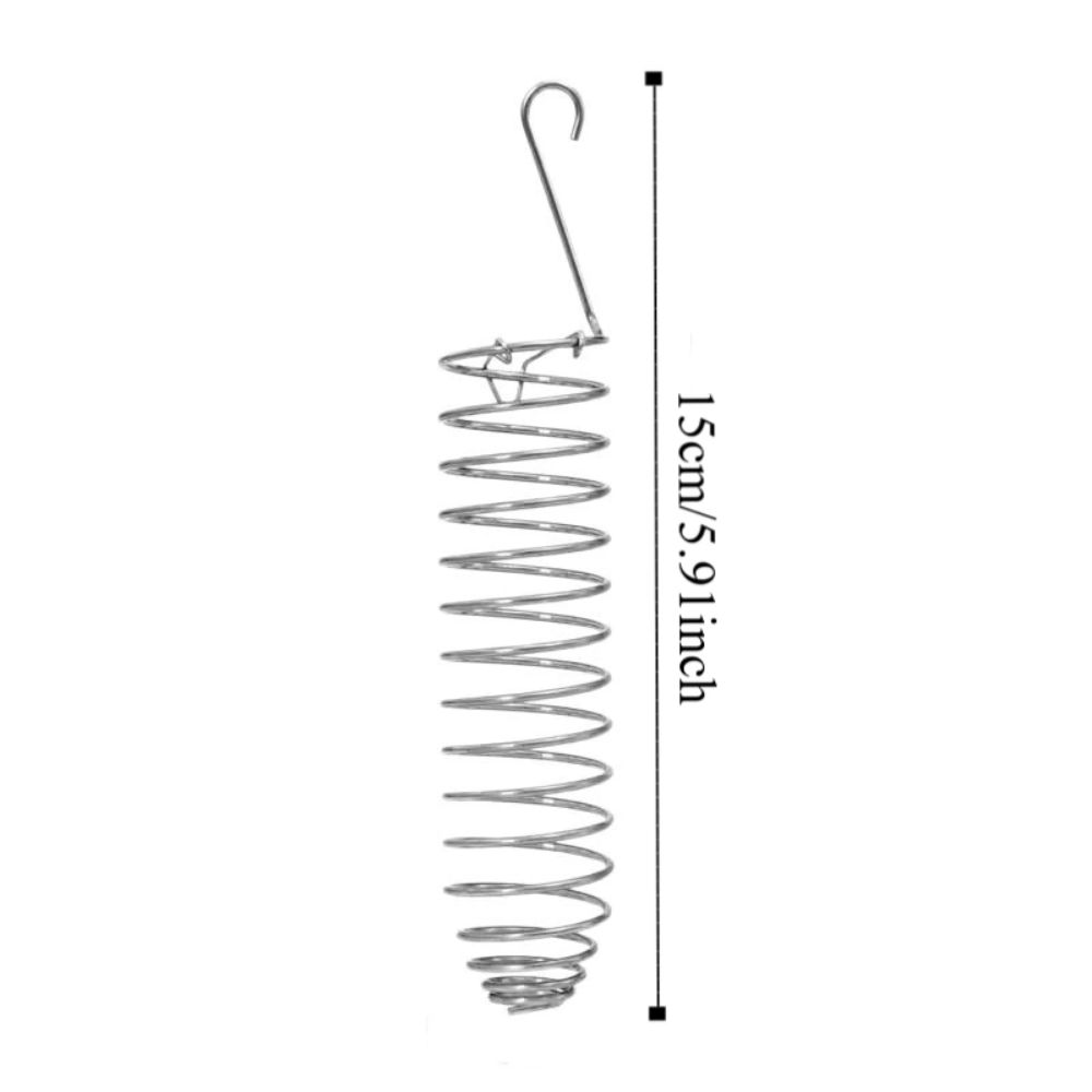 Durable Stainless Steel Bird Feeding Rack Spiral Bite Resistant Parrot Foraging Toy Portable Feeding Hanging Basket Backyard