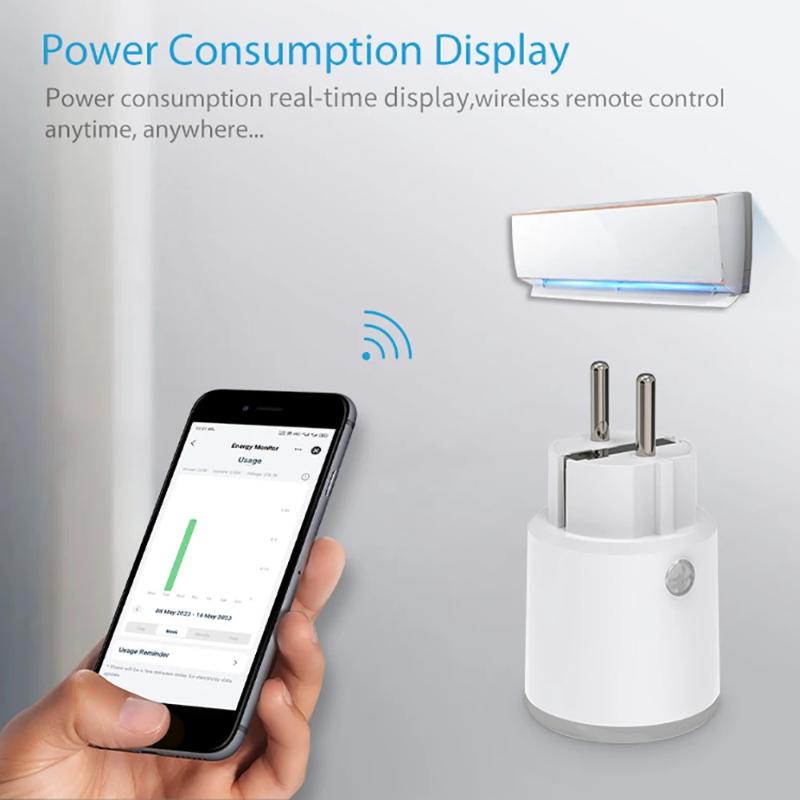 Matter Smart Power Plug Wifi 16A Power Meter Remote Control EU Outlet Works With Tuya Homekit Echo Alexa Google Home Smartlife
