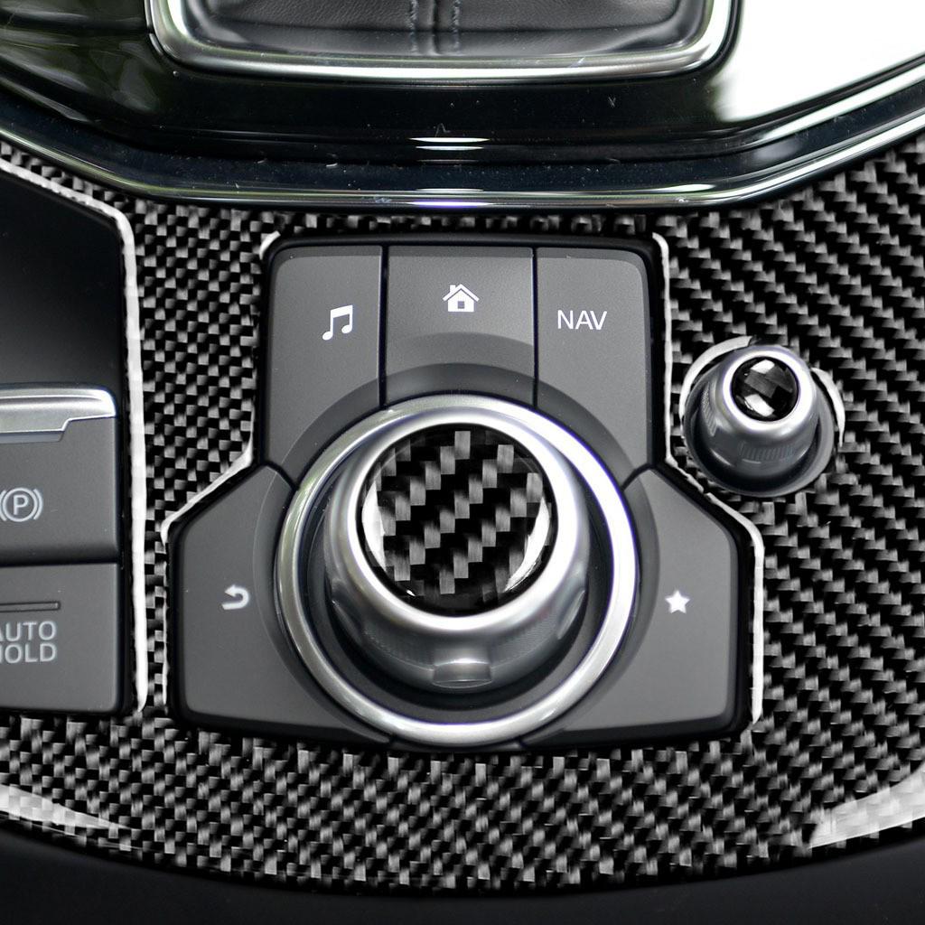 Carbon Fiber Multimedia Button Accessories for Mazda 3, CX-9, CX-5, and Mazda6