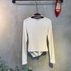 C S In The Room Women Umi aSymmeTriC Layered PleaTed STreTCh Round neCk T ShirT 