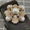 Women Men Vintage Palace Style Pearl Crystal Cross Brooches Badges Retro Baroque Unisex Alloy Suit Clothing Accessories Pins