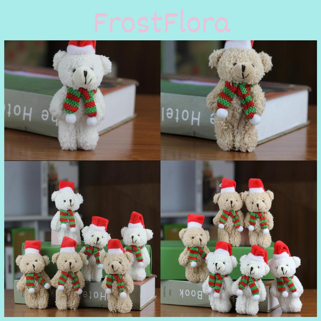 Adorable Christmas Bear Ornament Plush Toy Accessory With Scarf And Bag Charm