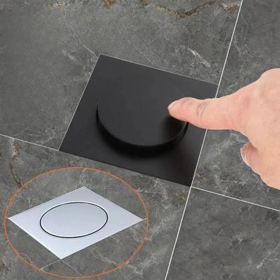 Sıçrayan Yer Süzgeci 304 Paslanmaz Çelik Kare 10cm Banyo Ayak Mühür Basmalı 50 Boru Dairesel Koku Önleyici Süzgeç Gang Pop-Up Süzgeç