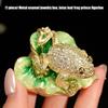 Animal Jewelry Holder with Lid, Metal Leaf Figure for Earring Storage, Dresser Display, Desk Accent, Small Item Case
