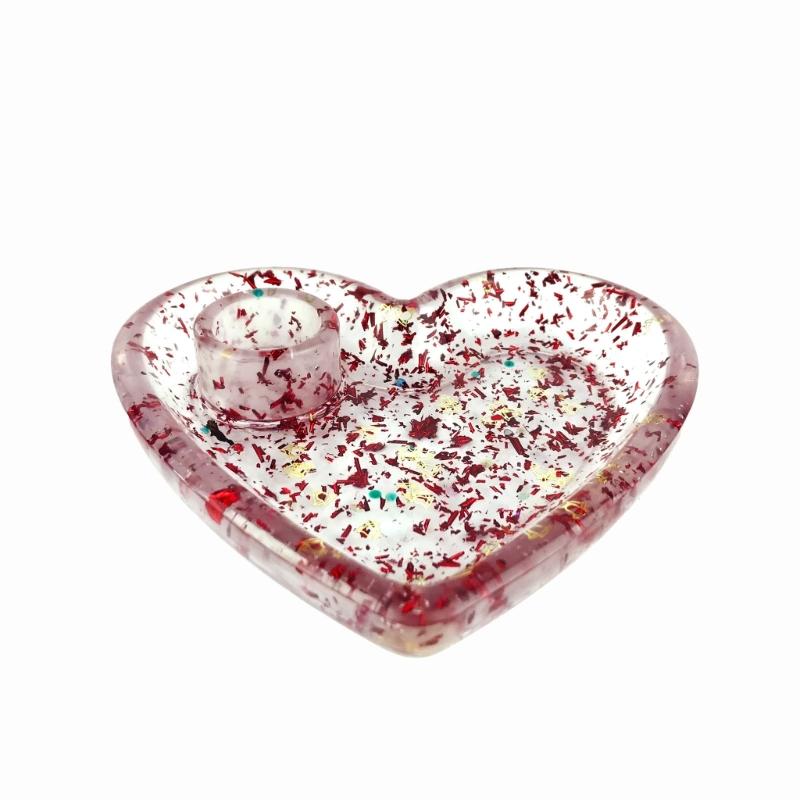 Heart Candlestick Silicone Mold Gypsum Plaster Mold Lipstick Holder Tray Mold for DIY Jewelry Organizer Home Craft Decor