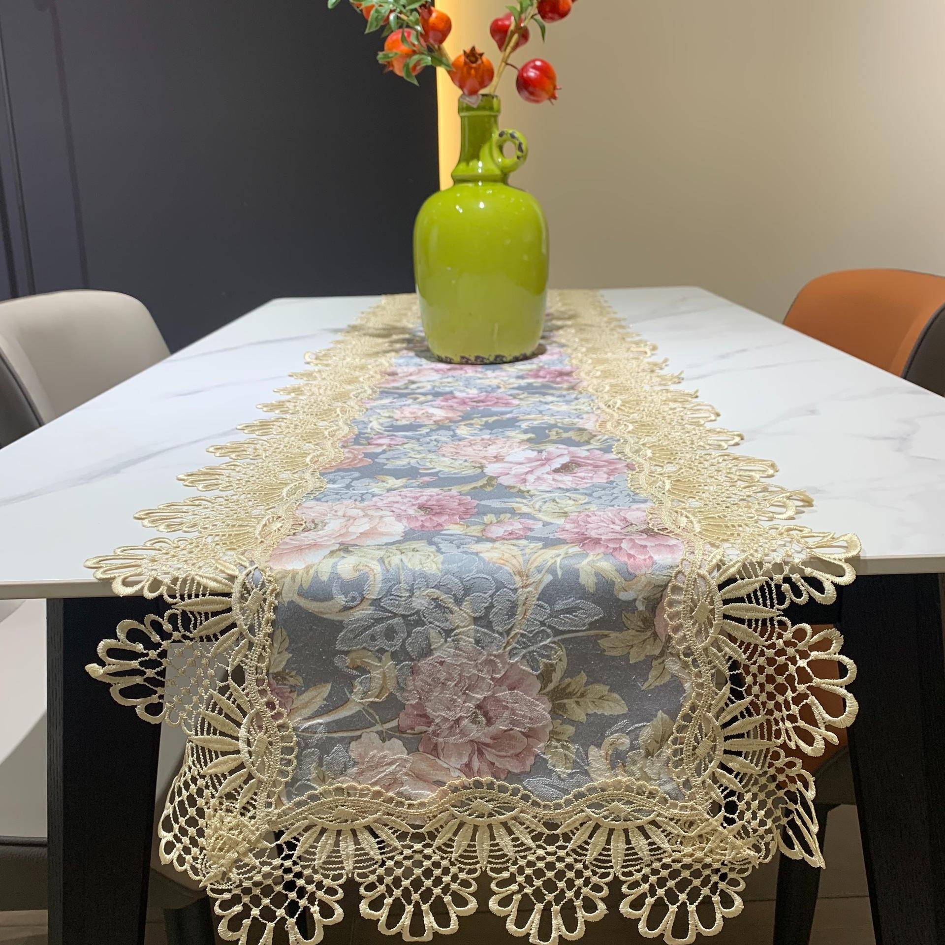 

Американский кружевной флаг для стола, домашний чехол для тумбы под телевизор, скатерть для журнального столика, ретро-водорастворимый кружевной флаг для стола 40x85