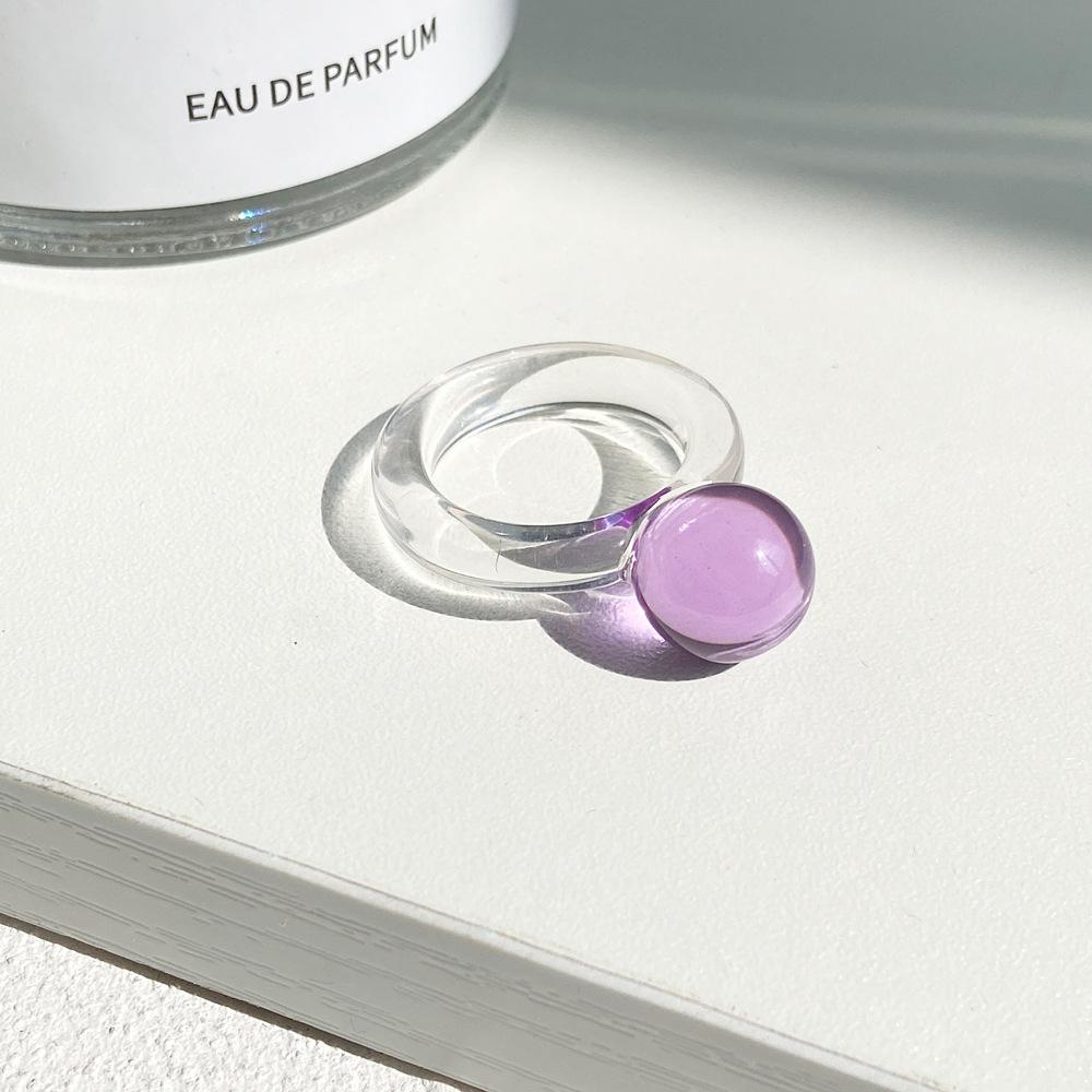 Anello da Dito Geometrico Rotondo Trasparente Colorato alla Moda in Vetro di Cristallo per Donne Amici Accessori Gioielli per Feste Estive