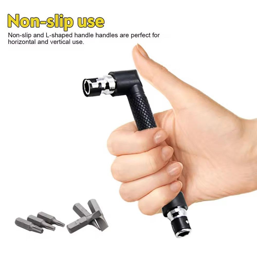 L-shaped 1/4 Hexagonal Screwdriver Bit 90 Degree Double Head Handle Black 6.35 Wrench 10pc Yellow Tape Screwdriver Bit Tool Set