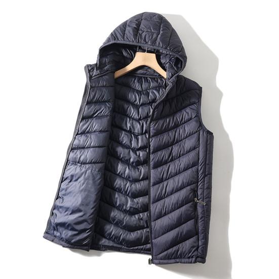 Heren Winter Gilet met Capuchon Mouwloos Rits Vest Jas met Zakken Effen Kleur Casual Katoenen Gilet
