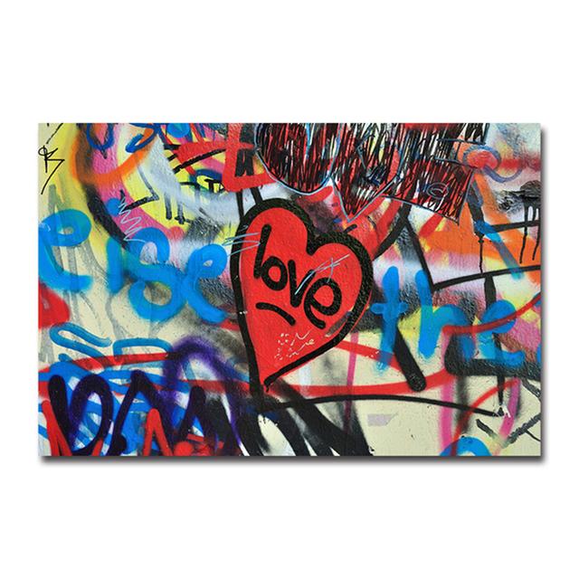 Modern Graffiti Street Panda Art Kiss of Victory Canvas Painting Wall Art Pictures Posters and Prints for Living Room Home Decor No Frame