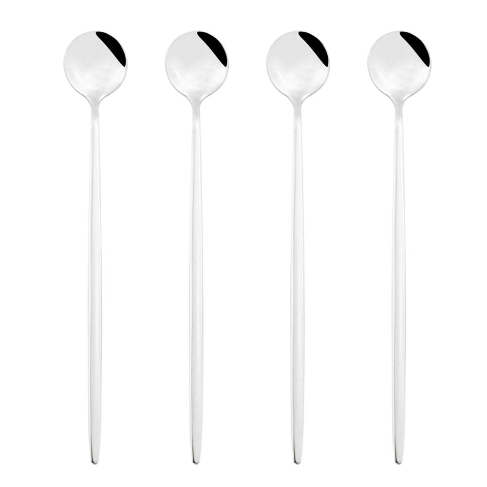 Juice Coffee Stirring Cutlery Set Colorful Rainbow Teaspoon Dinnerware Ice Cream Long Handle Scoop Tableware Set Kitchen Tools