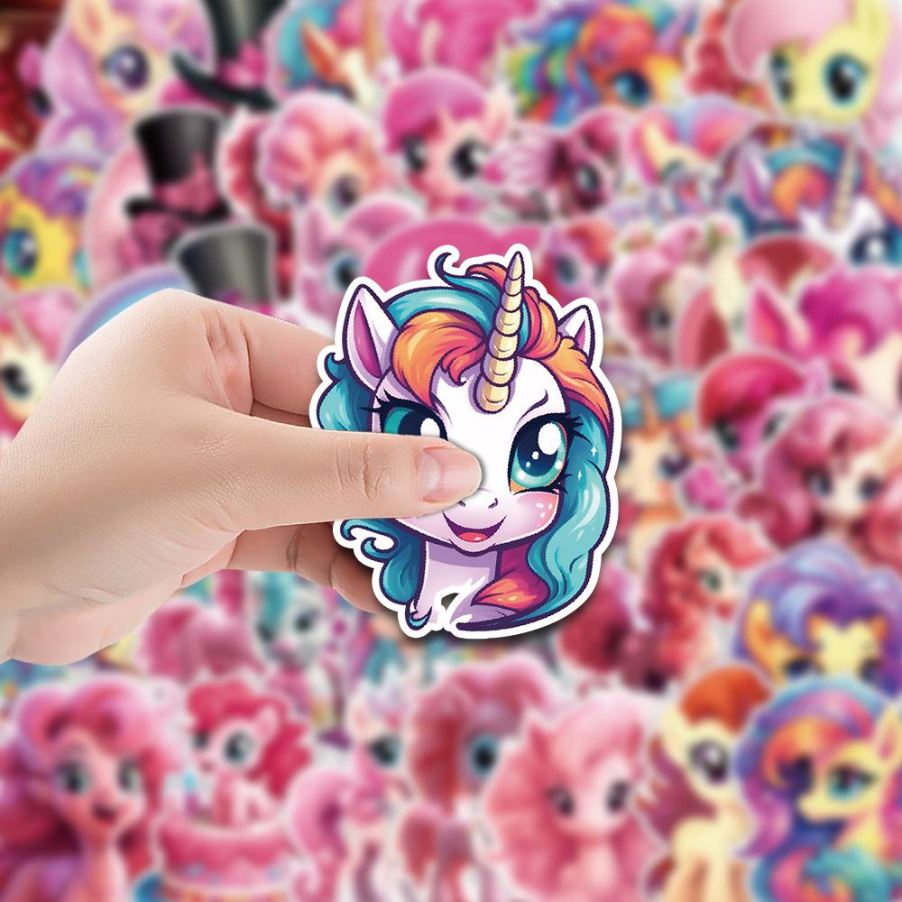 50 Cute Style Pink Pony Graffiti Stickers Mobile Suitcase Waterproof Decorative Stickers Children's Hand Account Stickers