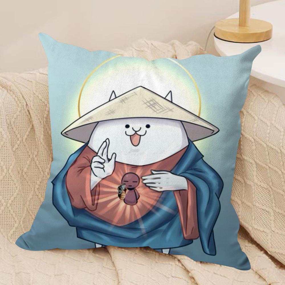 BBattle CCats Anime Cushion Cover Soft Plush Throw Pillow Cover DoubleSided Decorative Cushion Case Sofa Bedroom Home Decor
