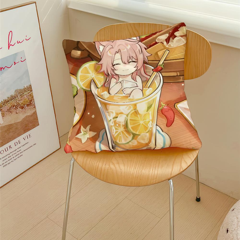 Gra Honkai Star Rail Kreskówkowa poszewka na poduszkę Poszewka na poduszkę Dekoracja Pokój Dom Sofa salon Biuro Samochód Skandynawska Prostota