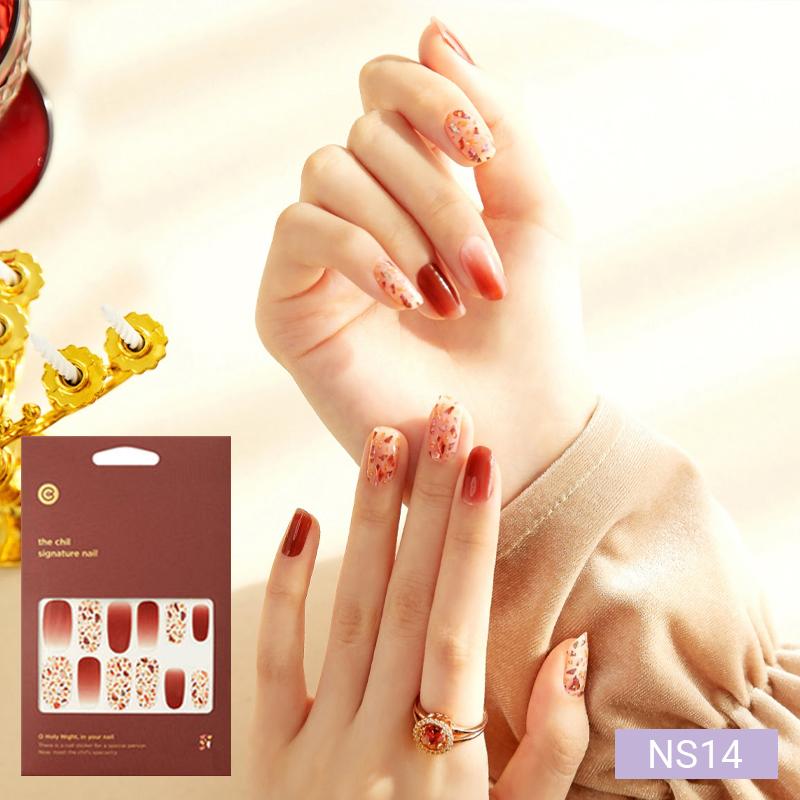 Glam Shell&Glitter Nail Stickers 24pcs | Self-Adhesive Strips, Bold Chic Mix, Quick 5-Min Manicure