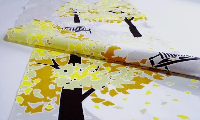 Some No Anbo Tenugui Hand Tree Traditionally Tokuoka Made In 35cm X 100cm (Japanese Towel) "Ginkgo Promenade" - Dyed, 100% Cotton, Weave, Japan,