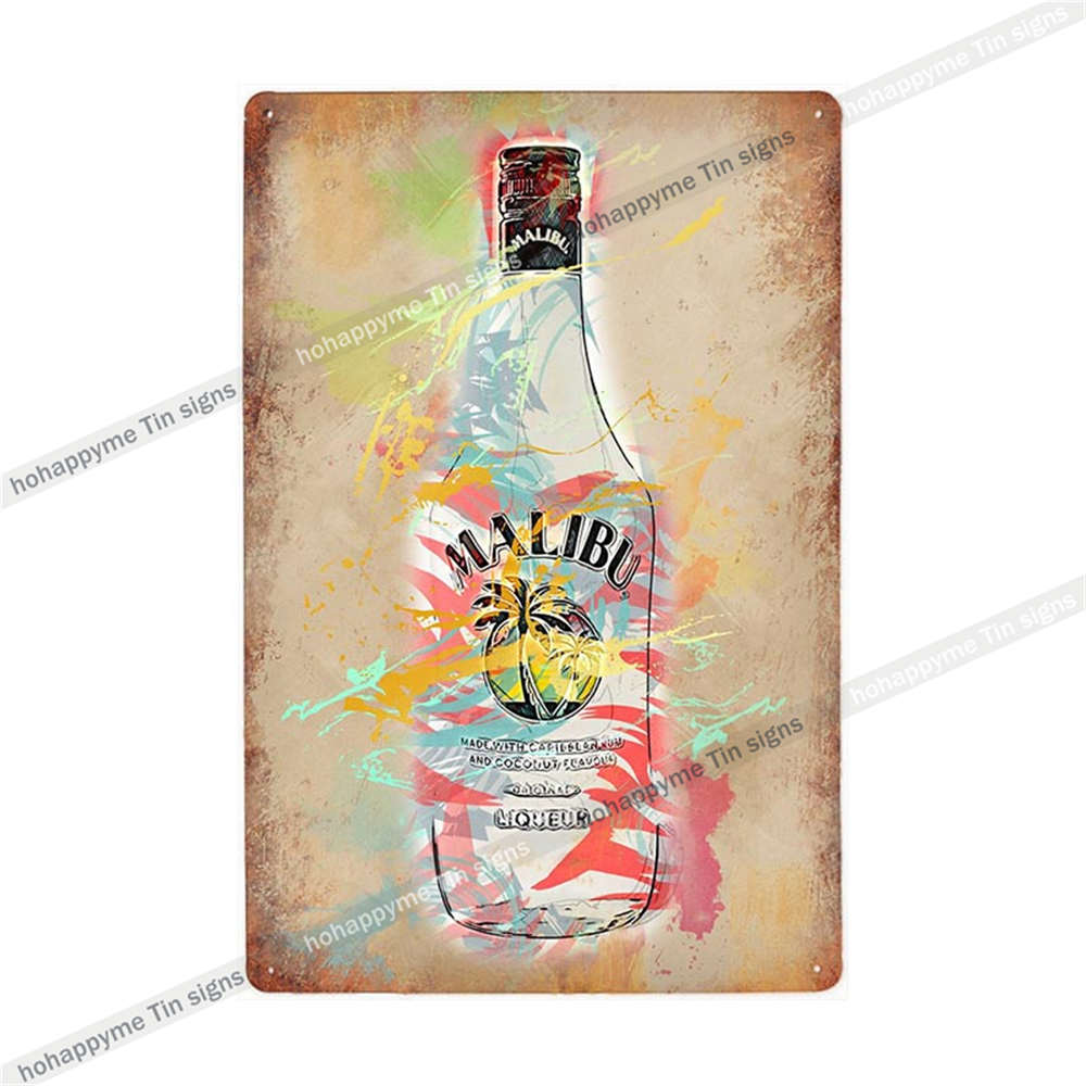 Segno di Latta Malibu Rum Pittura Metallica Targhetta Per Bar Pub Club Caffè Decorazione Adesivo Murale Poster Famiglia Targhe 20x30cm