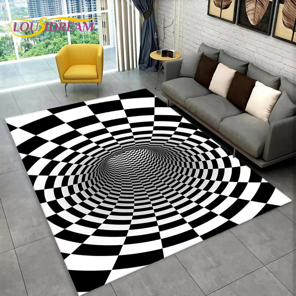 3D Vortex Illusion Area Rug,Abstract Geometric Optical Carpet Rug for Living Room Bedroom Sofa Doormat Decor Non-slip Floor Mat