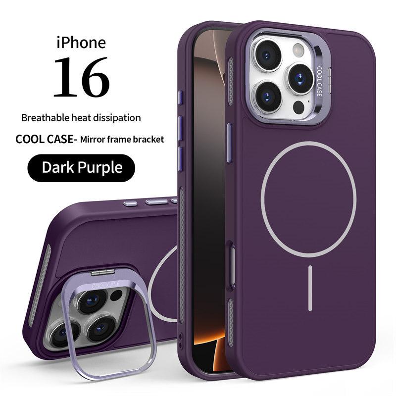 Luxury Liquid Lens Stand Cooling Magnetic Case for iPhone 16 Pro Max 16 Plus 15 14 13 12 Pro 11 All-inclusive Fall Protection Cover