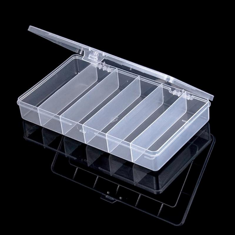 6 Grids Plastic Organizer Box with Dividers Craft Organizer Plastic Jewelry Organizer Box Small Parts Container Box