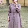 Women's 2024 Retro Embroidered Cotton Linen Stand Collar Mid-Length Shirt-Coat