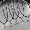 Y2K punk star moon sun metal pendant necklace, unisex, hip-hop personality trend pendant, simple wax rope necklace, jewelry
