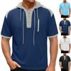 Men's Short Sleeve Hooded T-Shirt, Color Block Side Strap Athletic Tee, Casual Workout Gym Top for Men