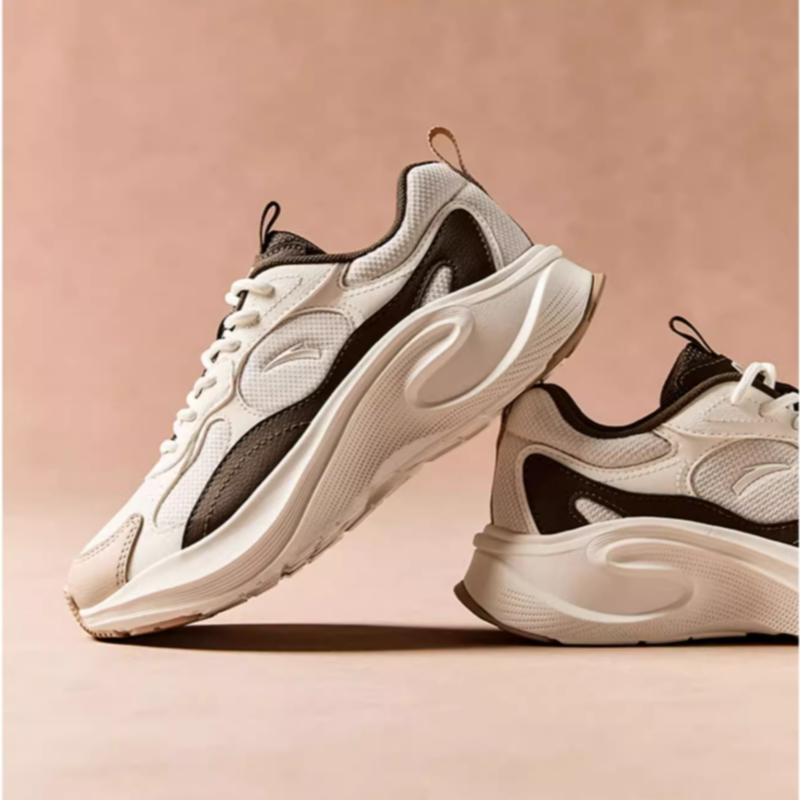 Anta Comfortable Fashionable Non-Slip Wear-Resistant Low-Top Casual Shoes Women Sneaker White Brown 122448813-1