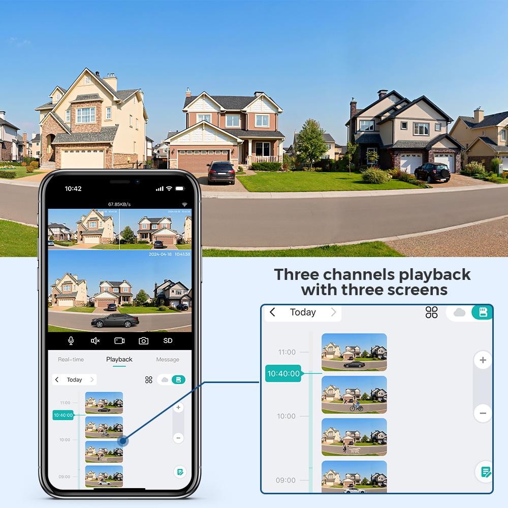 6K 12MP WLAN-Kamera PTZ Drei Bildschirme Außen Auto-Tracking Nachtsicht Sicherheitsschutz CCTV Überwachungskamera IP iCSee