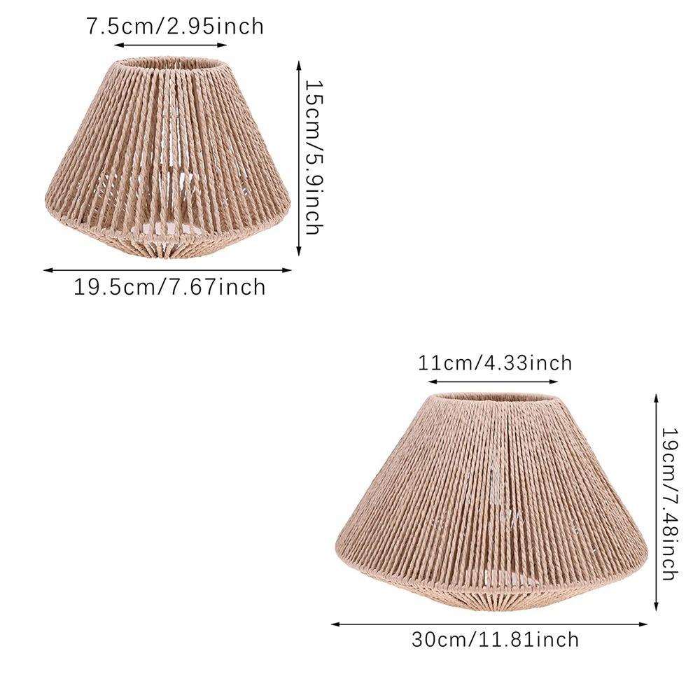 Hanging Wicker Straw Woven Lampshade Rattan Geometric Shade Light Cover Hanging Lamp Cover  Bedroom
