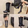 Foreign Trade Large Size Boots Women's 2024 New High-heeled High Boots Embroidered Western Cowboy Knight Boots