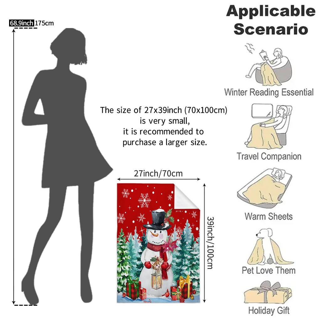 1pc Christmas snowman blanket, comfortable flannel printed blanket, nap warm sofa blanket, exquisite Christmas gift blanket