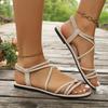 Women's Summer New Flat Sandals Thin Straps Fairycore Gladiator Beach Shoes for Dresses