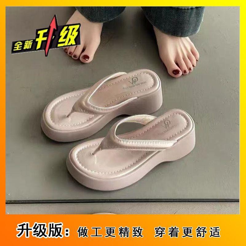 

2025 новые высококачественные универсальные нескользящие сандалии на высокой толстой подошве и танкетке, шлепанцы, женская летняя обувь 40